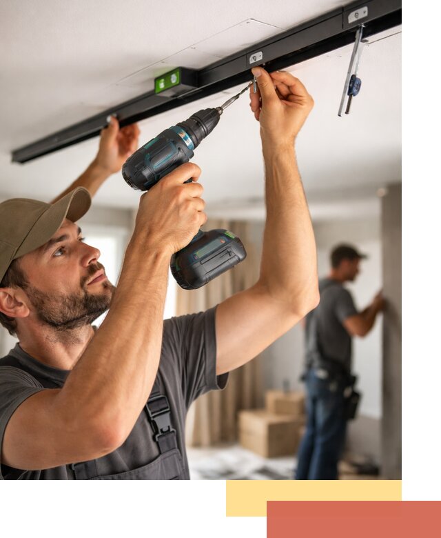 Установка трековых светильников в натяжной потолок в Кандалакше