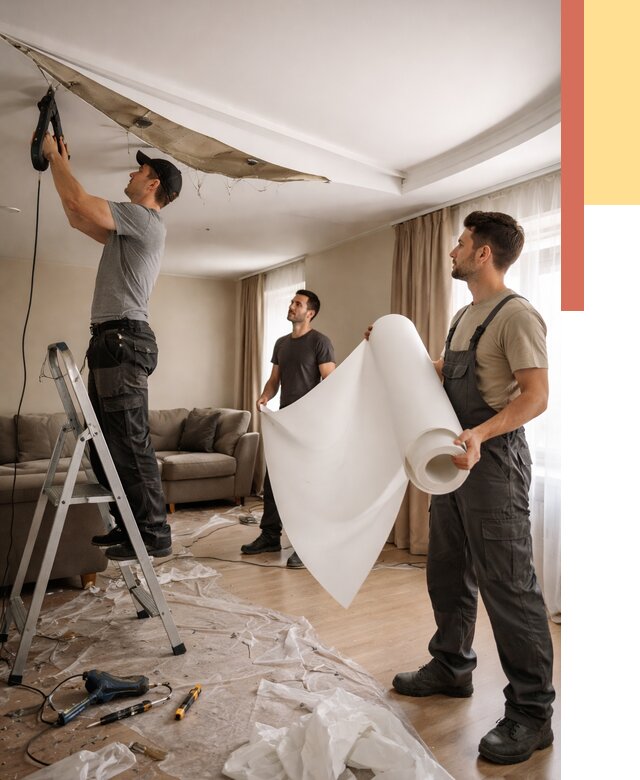 Замена полотна натяжного потолка в Кандалакше от 9598 руб. быстро и недорого | ОТДЕЛОЧНИК-Кнд