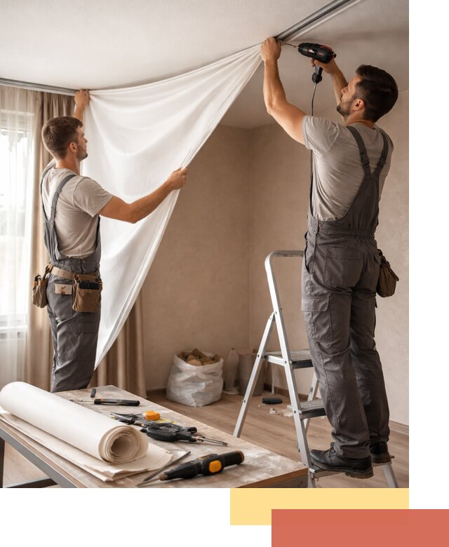 Замена полотна натяжного потолка в Кандалакше быстро и качественно