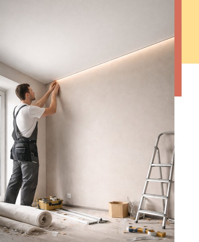 Теневые натяжные потолки в Кандалакше от 8284 руб. под ключ | ОТДЕЛОЧНИК-Кнд