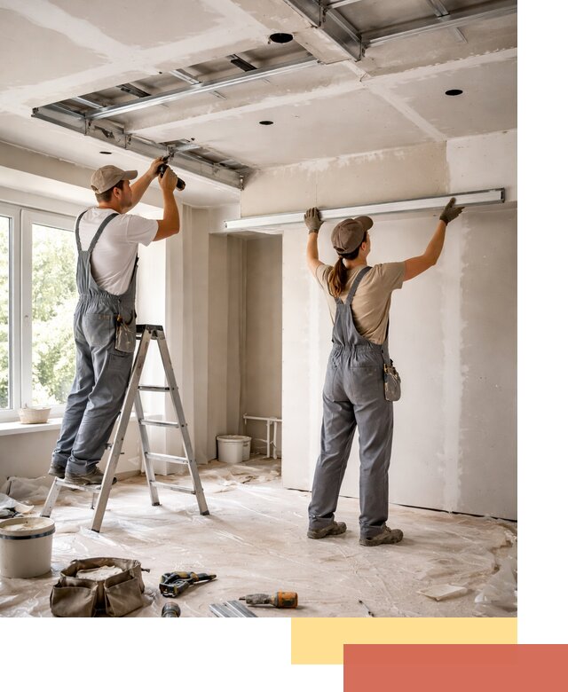 Монтаж многоуровневого потолка из гипсокартона в Кандалакше