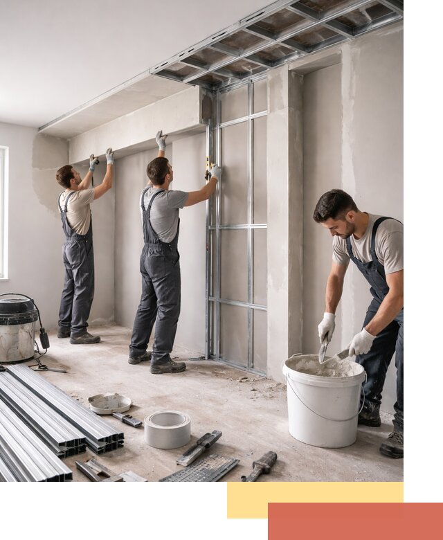 Монтаж потолка из гипсокартона с нишей в Кандалакше