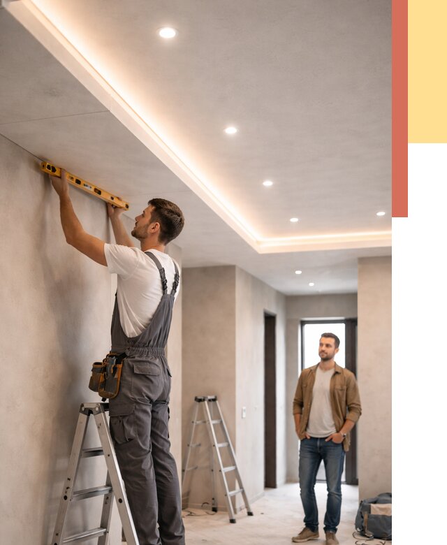 Потолок из гипсокартона с подсветкой в Кандалакше от 758 руб./м2 под ключ | ОТДЕЛОЧНИК-Кнд