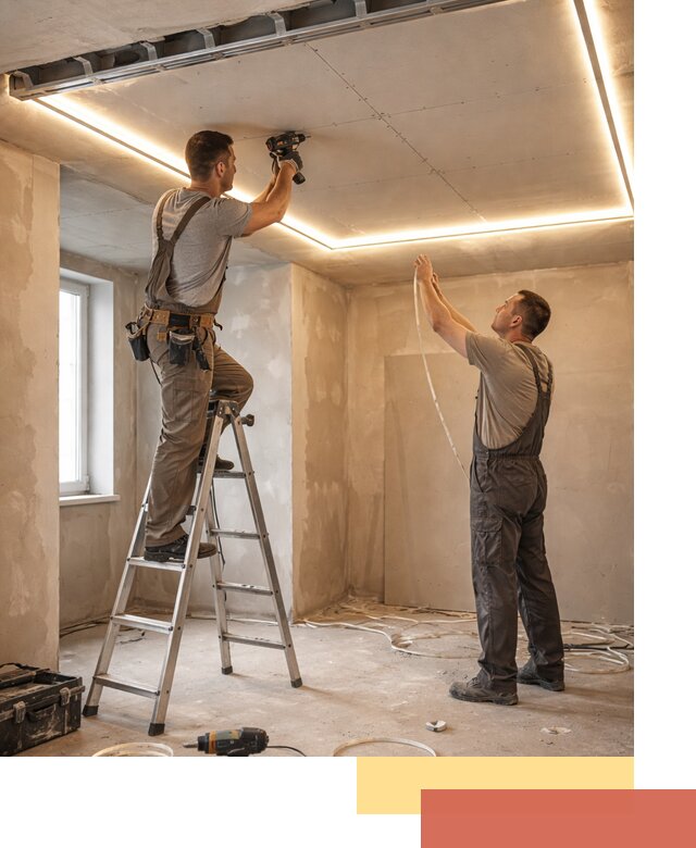 Потолок из гипсокартона с подсветкой в Кандалакше