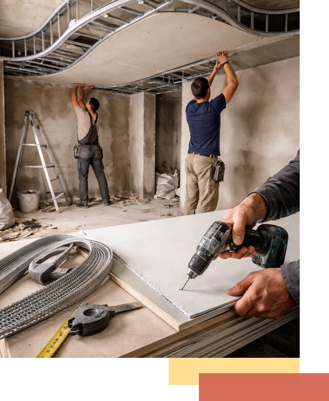 Криволинейный потолок из гипсокартона в Кандалакше — монтаж и отделка