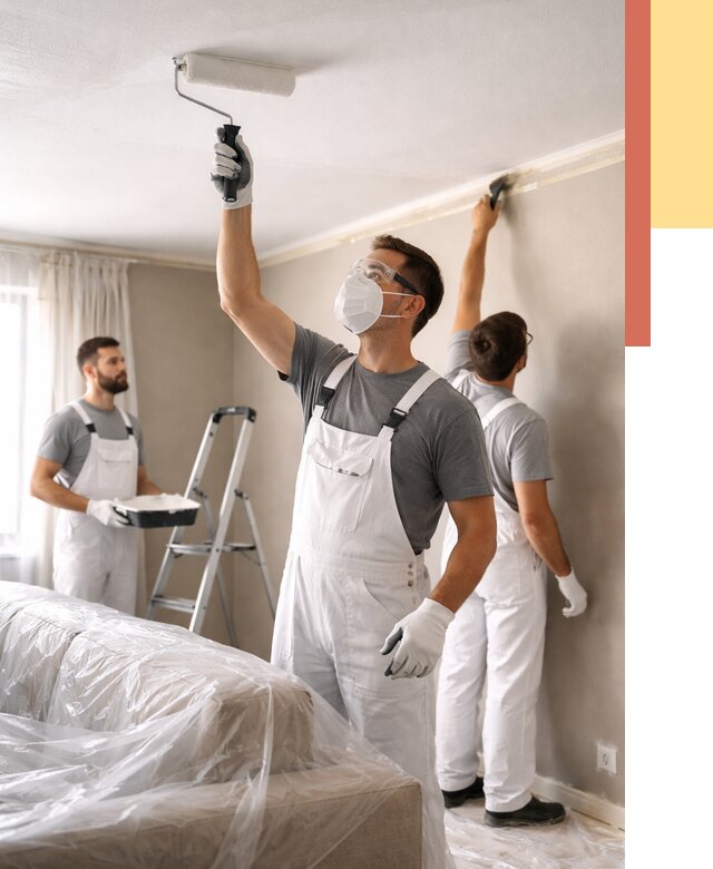 Покраска потолка водоэмельсионной краской в Кандалакше от 2223 руб/м² — услуги под ключ | ОТДЕЛОЧНИК-Кнд