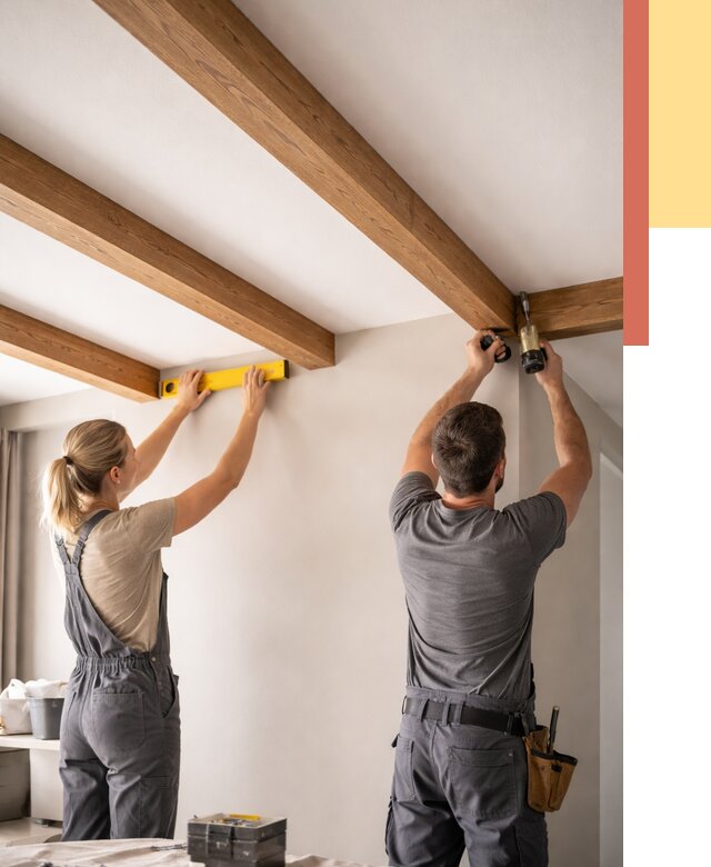 Монтаж декоративных балок на потолок в Кандалакше от 4243 руб. — ОТДЕЛОЧНИК-Кнд